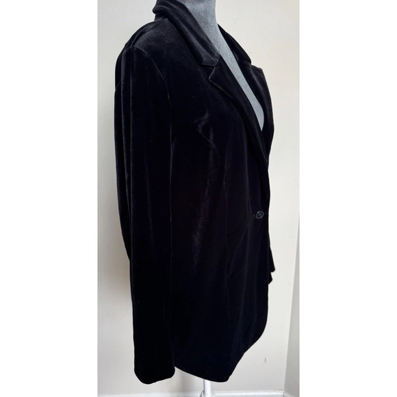 J Jill Wearever Black Velvet Knit Blazer L Classic Whimsigoth Old Money Glam - Picture 11 of 16